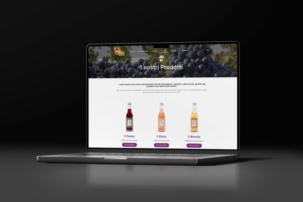 Sir Grape: naming, branding e sito web per un succo d'uva d'eccellenza 1 Mockup sito Sirgrape